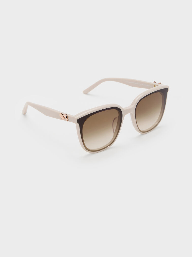Paige Bow Square Sunglasses, Oat, hi-res