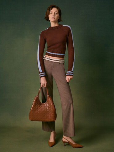 Ivette Woven Tote Bag, Chocolate, hi-res