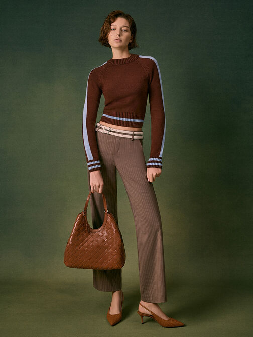 Ivette Woven Tote Bag, Chocolate, hi-res