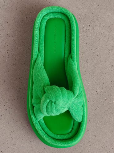 Loey Textured Knotted Slides, Green, hi-res