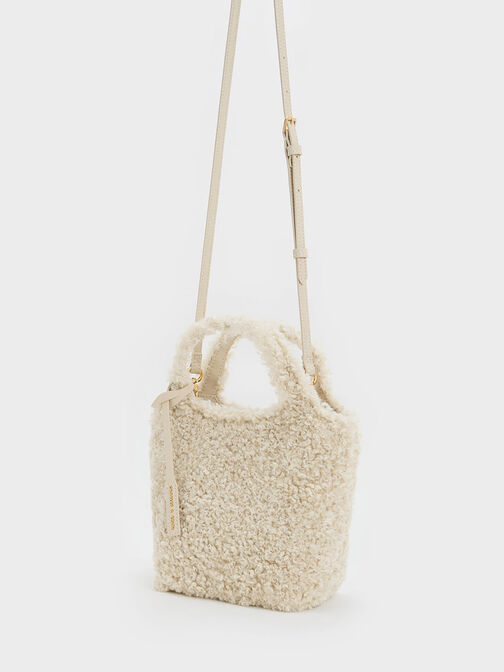 Arlys Furry Tote Bag, Beige, hi-res