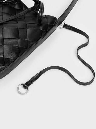 Ivette Woven Tassel Pouch, Noir, hi-res