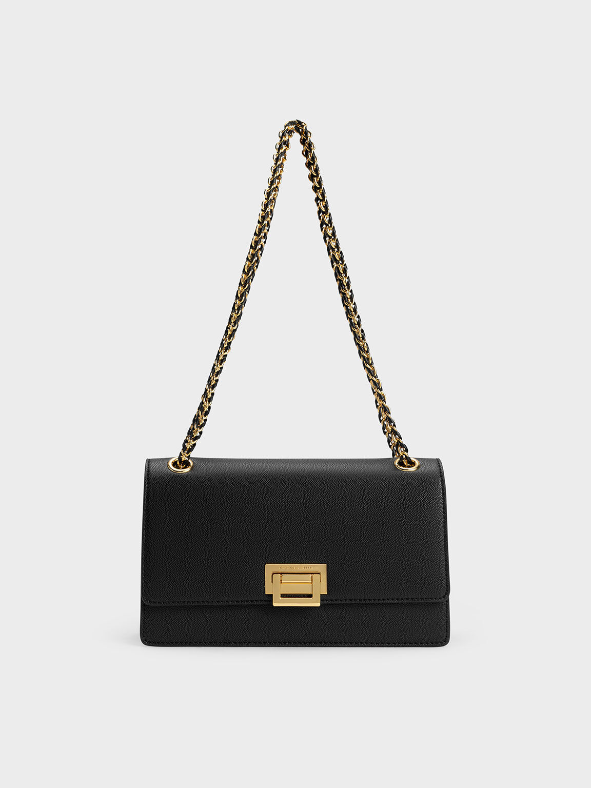 Charles and keith metallic accent push lock bag on sale