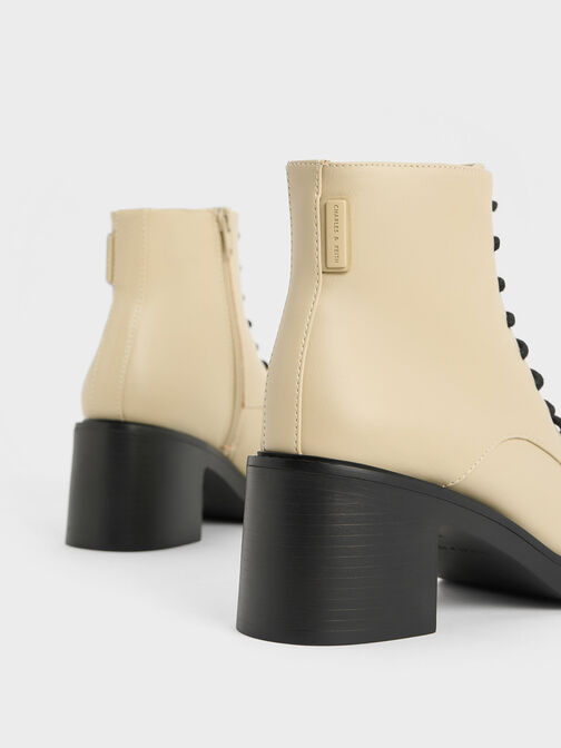 Hester Block Heel Ankle Boots, Chalk, hi-res