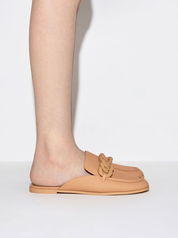 Chunky Chain Loafer Flats, Camel, hi-res