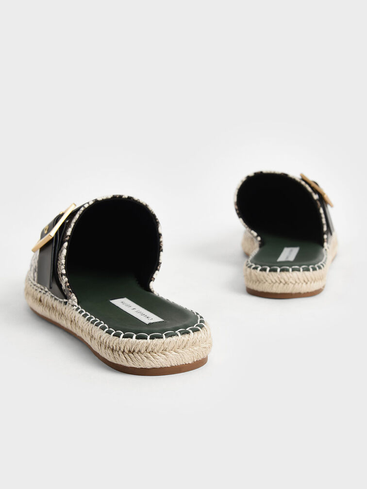 Snake-Print Buckled Espadrille Mules, Animal Print Natural, hi-res