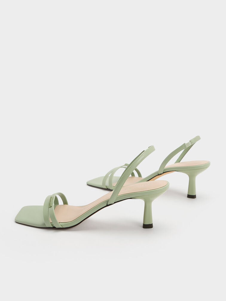 Double Strap Slingback Heeled Sandals, Sage Green, hi-res