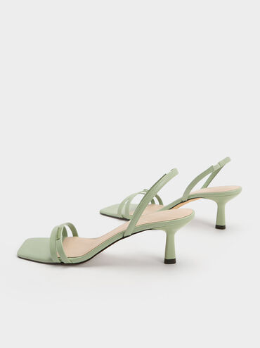Double Strap Slingback Heeled Sandals, Sage Green, hi-res
