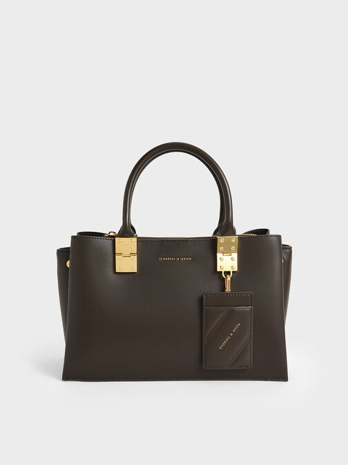 Large Double Handle Handbag, Dark Moss, hi-res