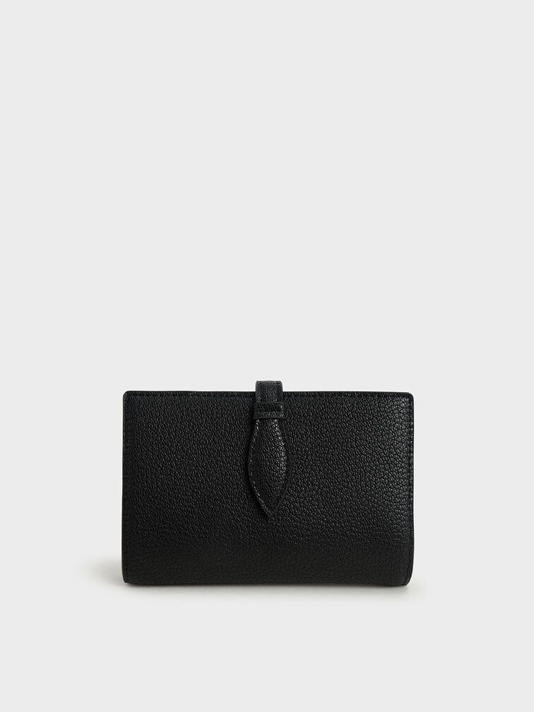 Snap Button Fold Wallet, Black, hi-res
