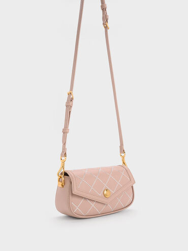 Este Chain Handle Satin Bag, Nude, hi-res