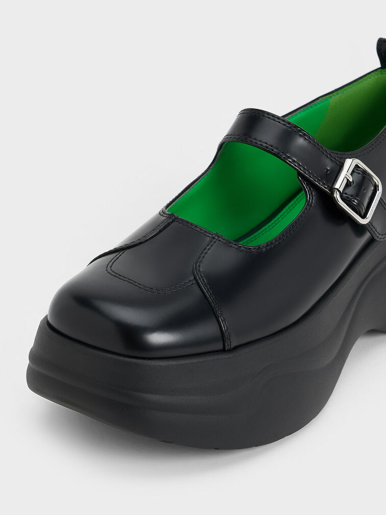 Curved Platform Mary Janes, Black Box, hi-res