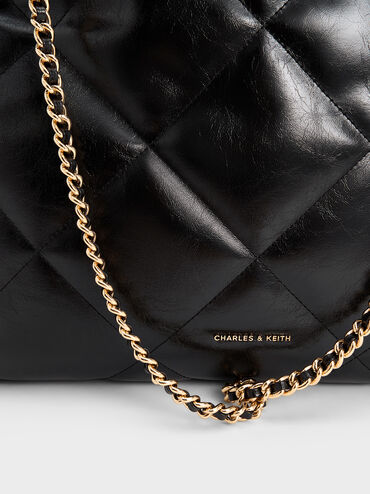 Apfra Quilted Chain-Handle Tote Bag, Black, hi-res