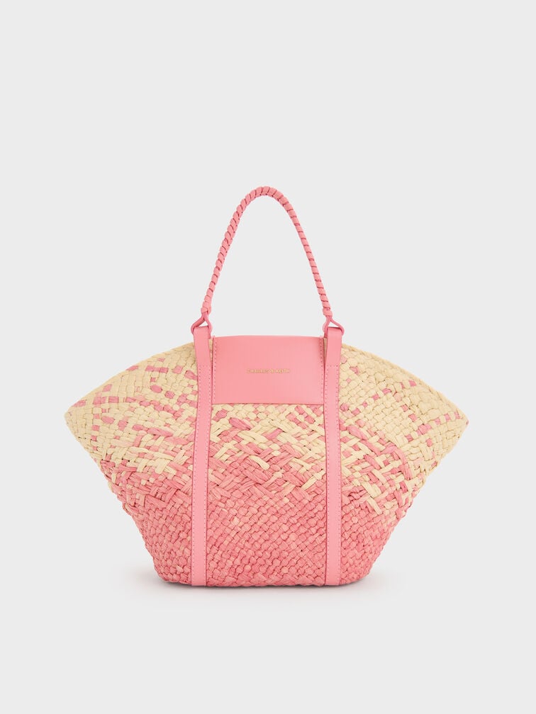 Shalia Raffia Basket Bag, Guava Pink, hi-res