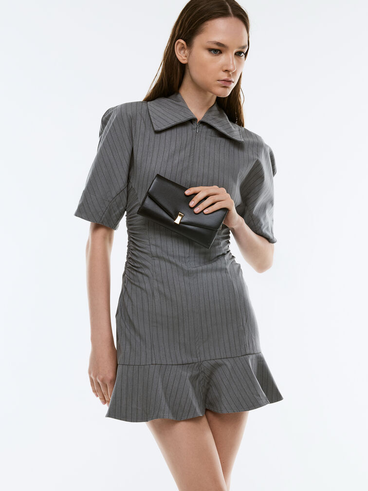 Lilibet Metallic-Accent Chain-Strap Long Wallet, Black, hi-res