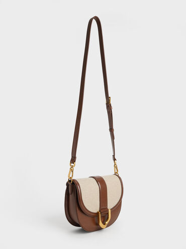 Gabine Two-Tone Saddle Bag, Chocolate, hi-res