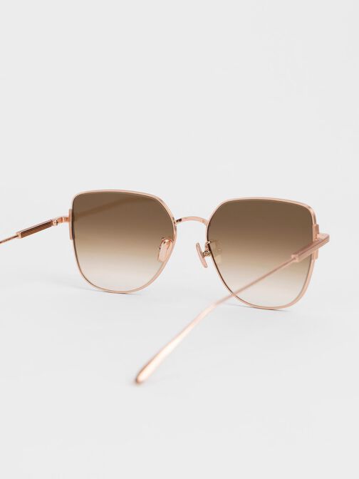 Wire Frame Gradient-Tint Butterfly Sunglasses, Cream, hi-res