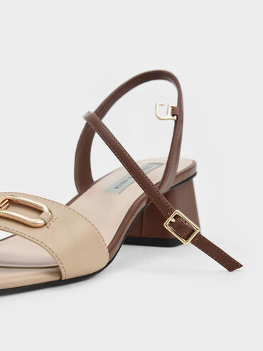 Two-Tone Chain Link Ankle Strap Sandals, Multi, hi-res