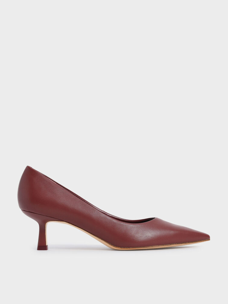 Emmy Pointed Kitten Heel Pumps, Maroon, hi-res