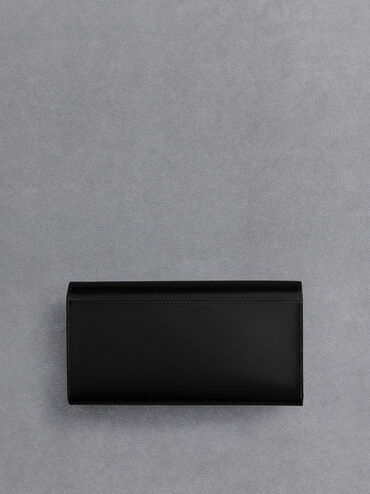 Leather Chain-Strap Wallet, Black, hi-res