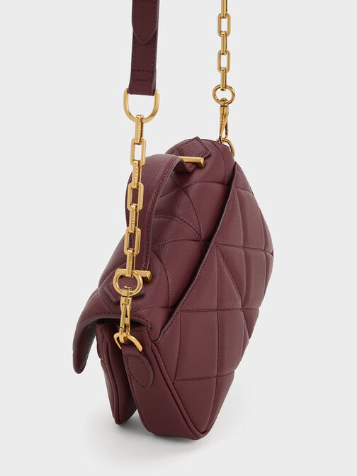 Anwen Quilted Top Handle Bag, Burgundy, hi-res