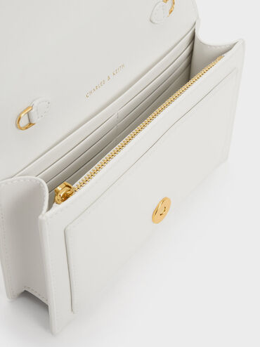 Padlock Envelope Crossbody Bag, White, hi-res