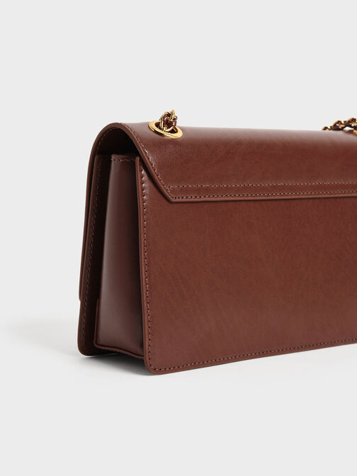 Chain Handle Shoulder Bag, Chocolate, hi-res