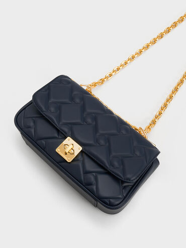 Tillie Quilted Chain Bag, Navy, hi-res