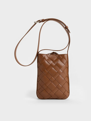 Ivette Woven Tassel Pouch, Chocolate, hi-res