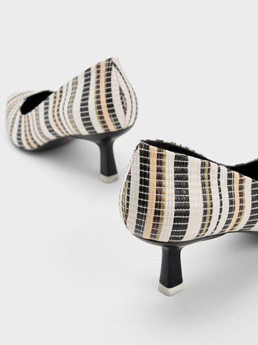 Emmy Spool Heel Striped Pumps, Multi, hi-res