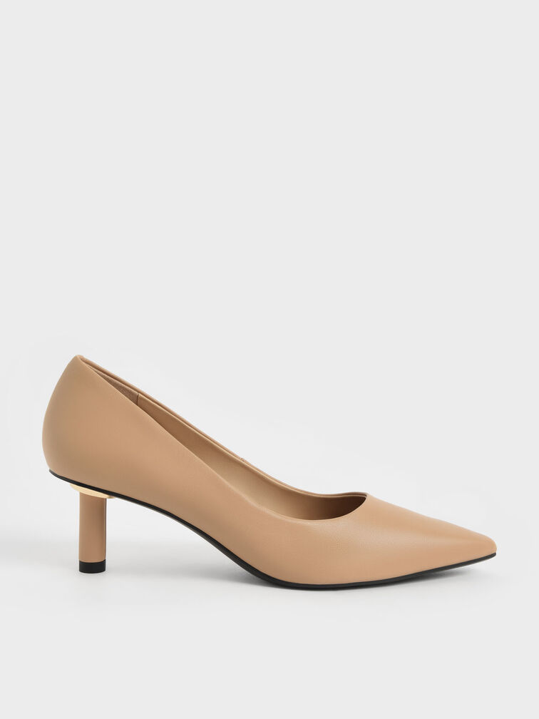 Cylindrical Kitten Heel Pumps, Sand, hi-res