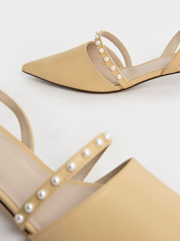 Beaded Slingback Pumps, Yellow, hi-res