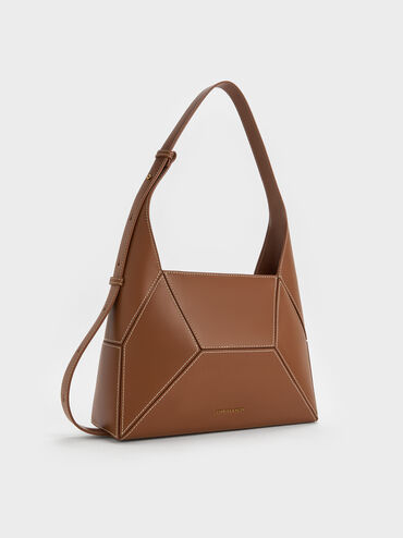 Nasrin Geometric Hobo Bag, Chocolate, hi-res