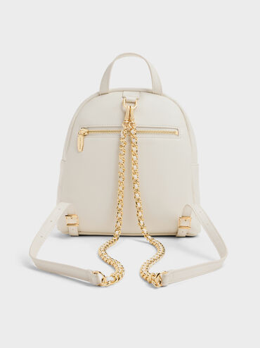 Alva Quilted Front-Pocket Backpack, Cream, hi-res