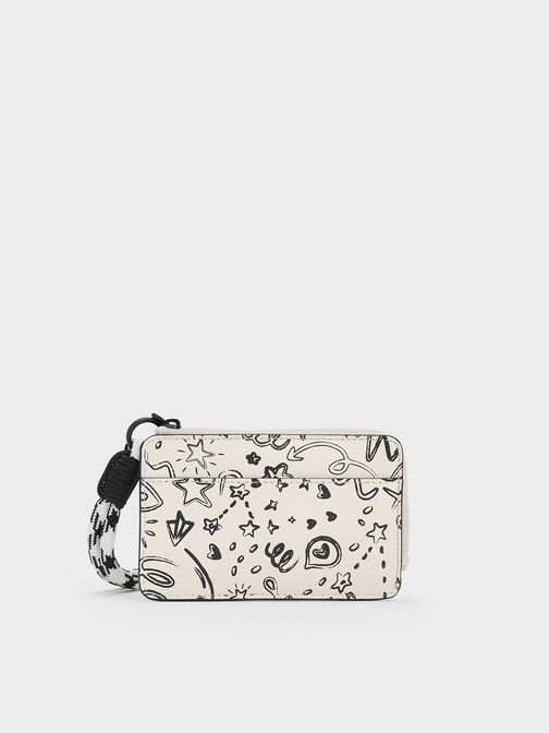 Gwiana Printed Card Holder, Cream, hi-res
