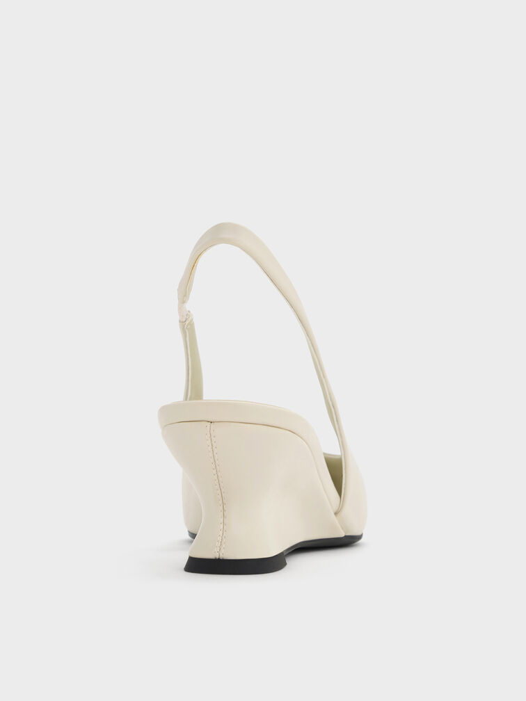 Sculptural-Heel Slingback Wedges, Chalk, hi-res