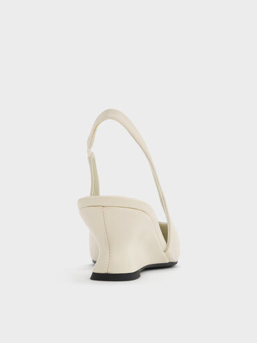 Sculptural-Heel Slingback Wedges, Chalk, hi-res