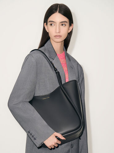 Large Slouchy Tote Bag, Black, hi-res