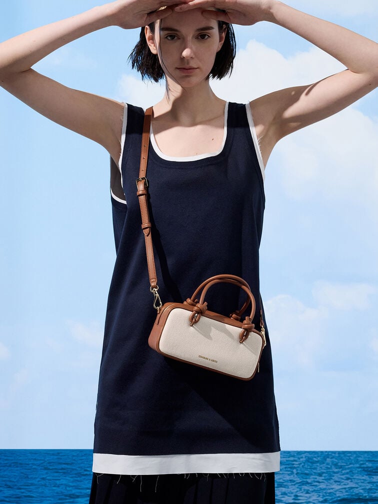 Sammie Canvas Knotted-Handle Elongated Bag, Taupe Canvas, hi-res