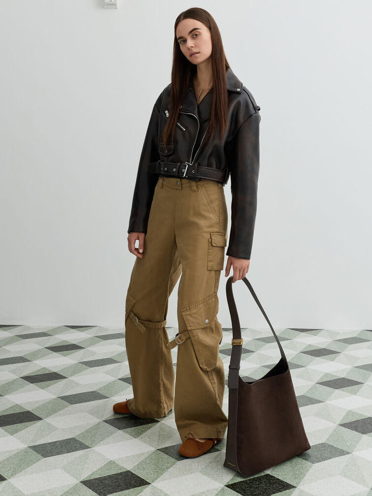 Edna Recycled Suede Tote Bag, Espresso Brown, hi-res