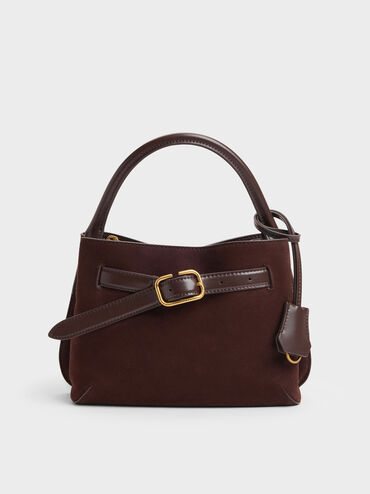Victoria Belted Top Handle Bag, Espresso Brown, hi-res