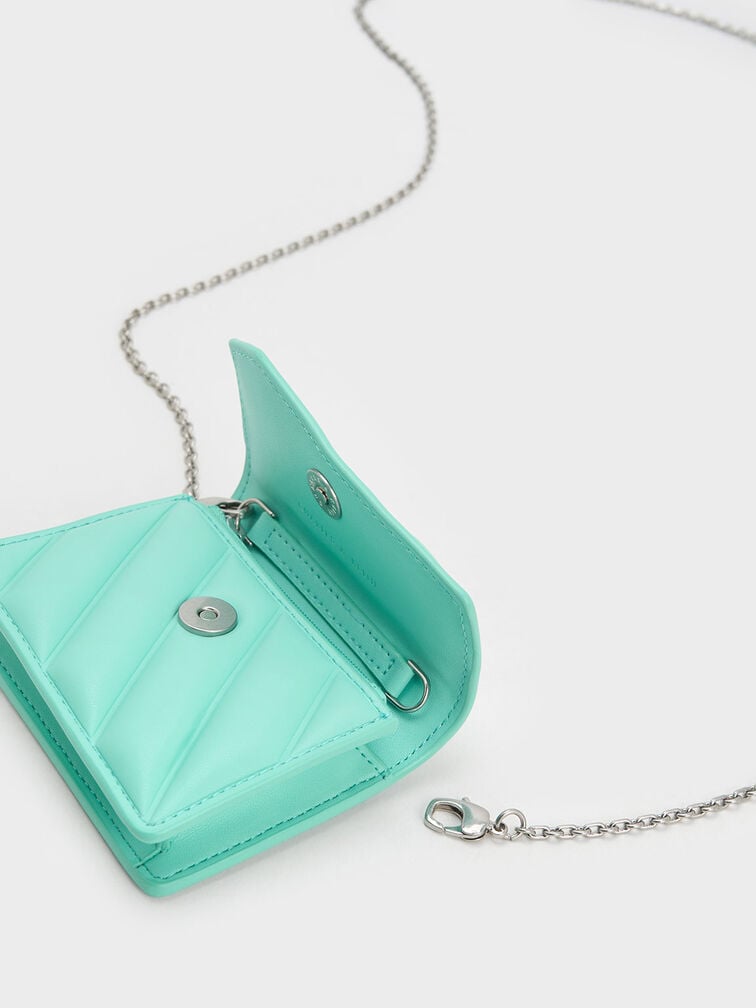 Asymmetric Flap Panelled Wallet, Mint Green, hi-res