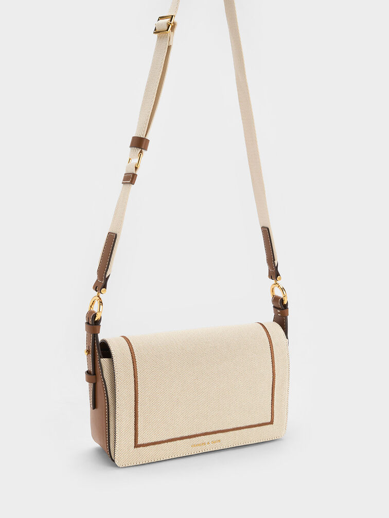 Astra Chain Handle Canvas Bag, Chocolate, hi-res