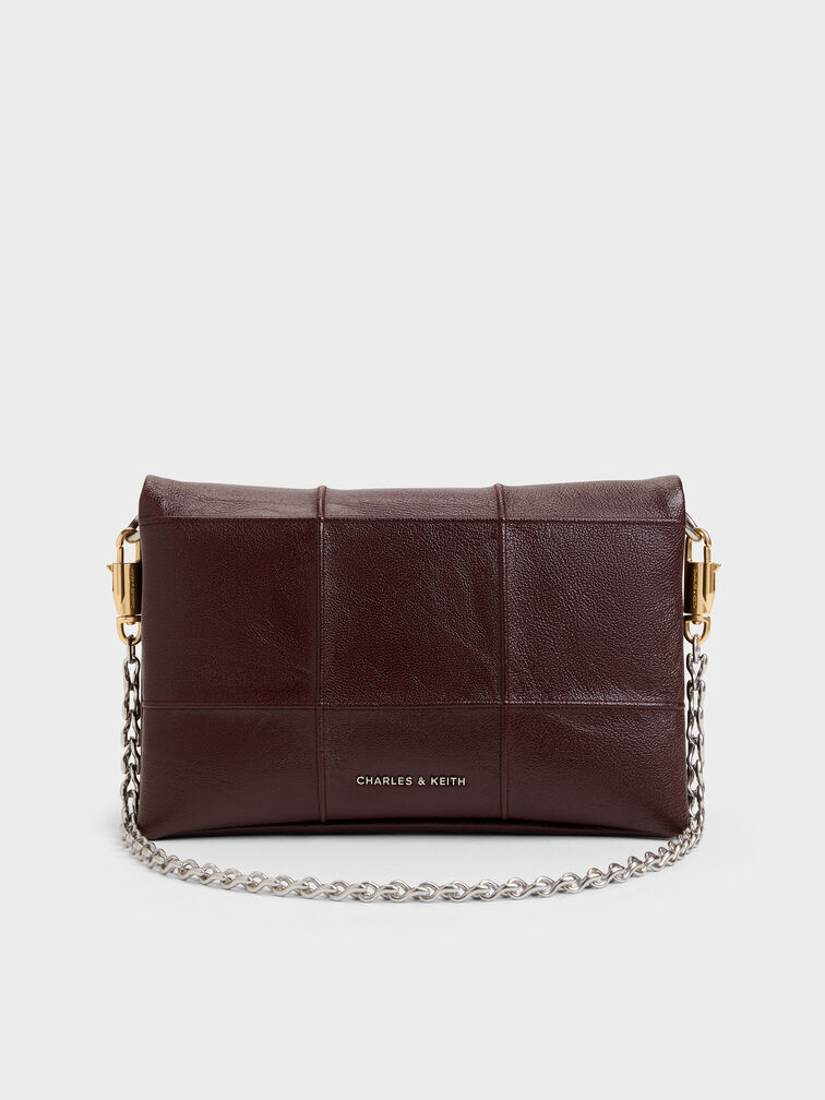 Delfina Quilted Wallet On Chain, Wineberry Red, hi-res