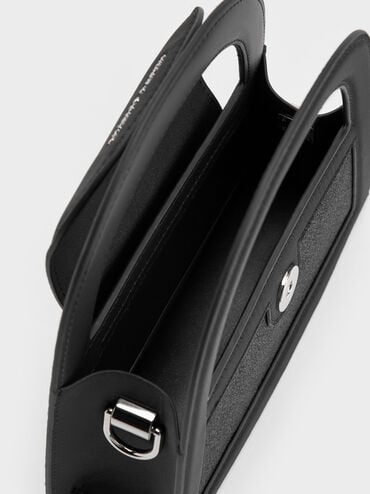 Este Glittered Top Handle Bag, Noir, hi-res