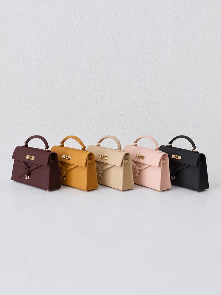 Tricha Knotted-Belt Top Handle Bag, Pink, hi-res