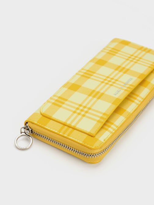 Cyrus Checkered Long Wallet, Yellow, hi-res