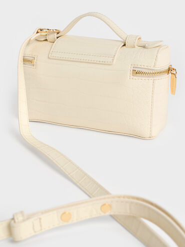 Arwen Croc-Effect Top Handle Vanity Bag, Cream, hi-res