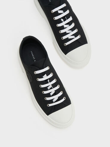 Kay Canvas Low-Top Sneakers, Black, hi-res