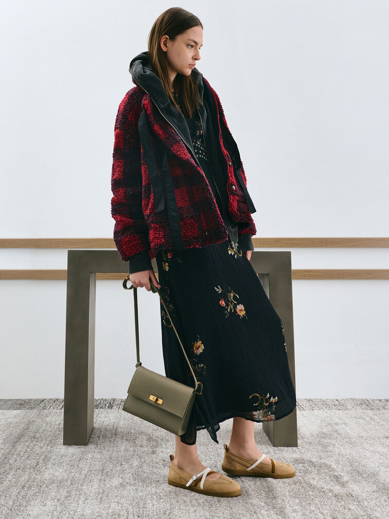 Chance Recycled Leather Turn-Lock Crossbody Bag, Deep Olive, hi-res